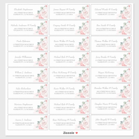 Soft Pink Flowers Gastenaam Adresetiketten Sticker (Vel)