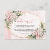 Soft Pink Flowers Greenery Gold Baby Book Request Informatiekaartje (Voorkant)