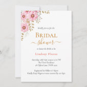 Soft Pink Flowers Greenery Gold Vrijgezellenfeest Kaart (Voorkant)