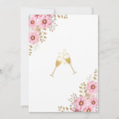 Soft Pink Flowers Greenery Gold Vrijgezellenfeest Kaart (Achterkant)