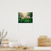 Soft pink flowers poster (Keuken)