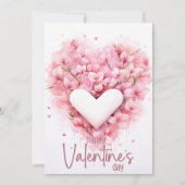 Soft pink forsythia heart Happy Valentines Day Feestdagenkaart (Voorkant)