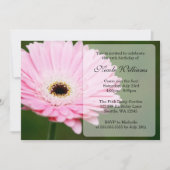 Soft Pink Gerbera Daisy Birthday Party Kaart (Voorkant)