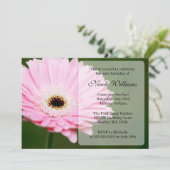 Soft Pink Gerbera Daisy Birthday Party Kaart (Staand voorkant)