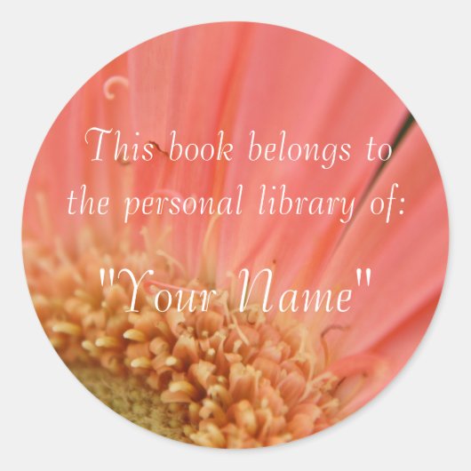 Soft Pink Gerbera Personal Library Sticker (Voorkant)