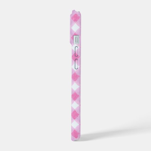 Soft Pink Gingham Check Pattern Phone Case iPhone 15 Case (Linkerkant)