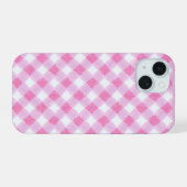 Soft Pink Gingham Check Pattern Phone Case iPhone 15 Case (Achterkant horizontaal)
