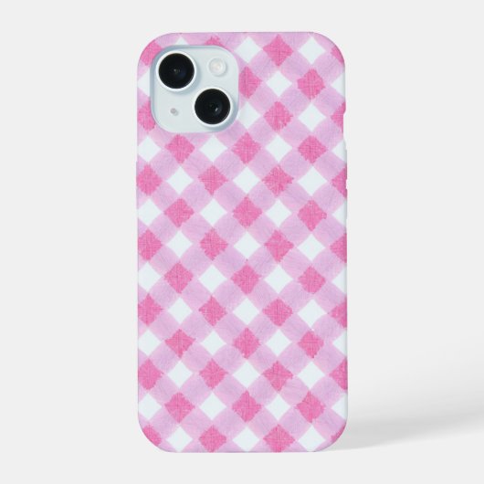 Soft Pink Gingham Check Pattern Phone Case iPhone 15 Case (Achterkant)