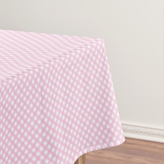 Soft Pink Gingham Pattern Tafelkleed (Voorbeeld)