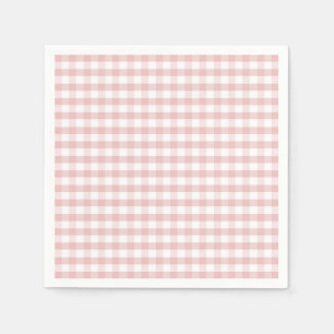 Soft Pink Gingham Plaid Verjaardag Baby shower Servet