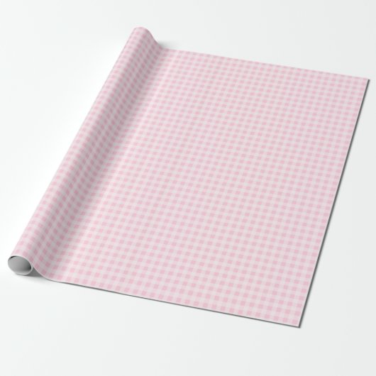 Soft Pink Gingham Wrapping Paper Cadeaupapier (Uitgerold)