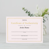 Soft Pink Gold Foil Certificaat van echtheid Folie Uitnodiging (Staand Voorkant)