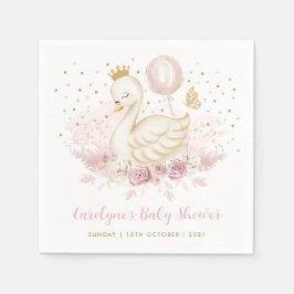 Soft Pink Gold Swan Princess Balloon Baby Girl Servet