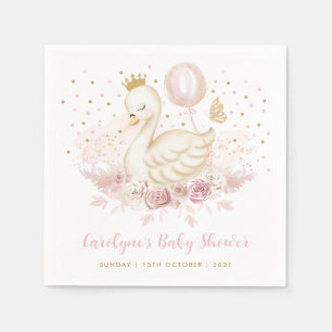 Soft Pink Gold Swan Princess Balloon Baby Girl Servet