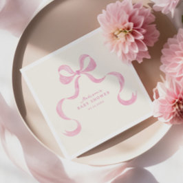 Soft Pink Hand Drawn Bow Baby shower Servet