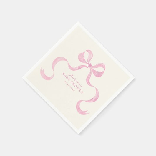 Soft Pink Hand Drawn Bow Baby shower Servet (Hoek)