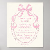 Soft Pink Hand Drawn Bow Lijst Cocktail Poster (Voorkant)