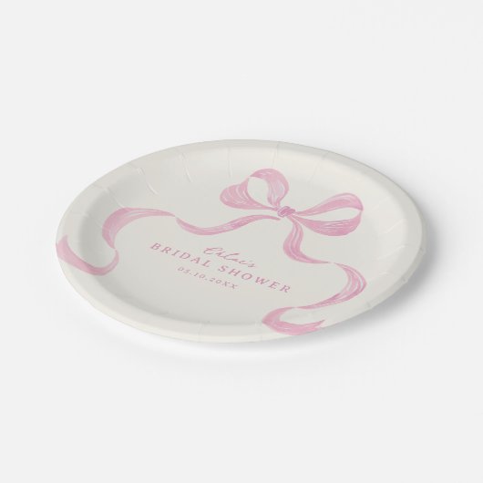 Soft Pink Hand Drawn Bow Vrijgezellenfeest Papieren Bordje (Gekanteld)