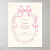 Soft Pink Hand Drawn Bow Vrijgezellenfeest Welkom Poster (Voorkant)