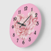 Soft Pink Heart Flower Grote Klok (Hoek)