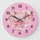 Soft Pink Heart Flower Grote Klok (Voorkant)