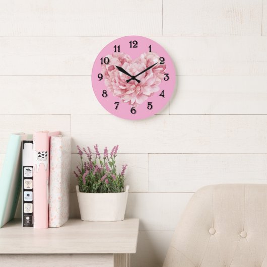 Soft Pink Heart Flower Grote Klok (Leeskamer)