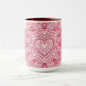 Soft Pink Heart Mandala Intricate Custom Mok (Midden)