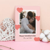 Soft Pink Heart Photo Valentine Memory Feestdagenkaart