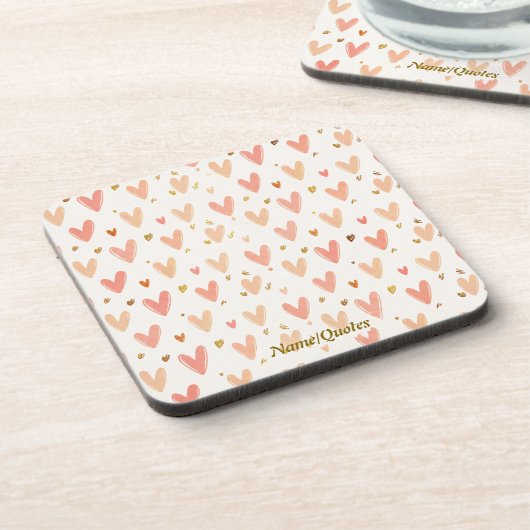 Soft Pink Hearts Seamless Pattern Bier Onderzetter (Linkerzijde)