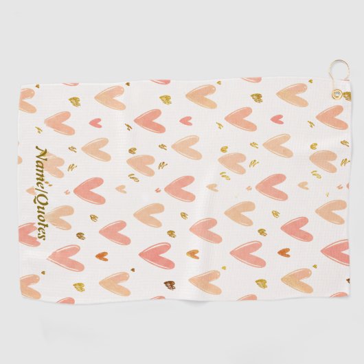 Soft Pink Hearts Seamless Pattern Golfhanddoek (Horizontaal)