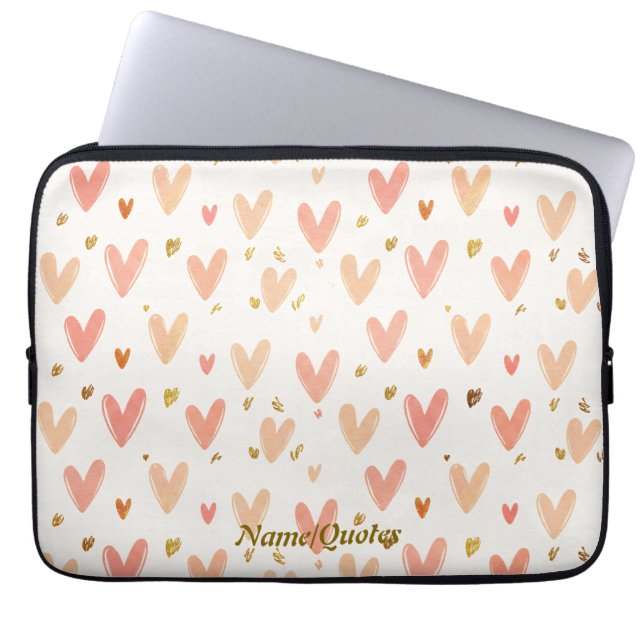 Soft Pink Hearts Seamless Pattern Laptop Sleeve (Voorkant)