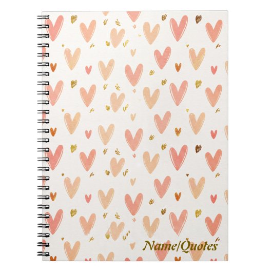 Soft Pink Hearts Seamless Pattern Notitieboek (Voorkant)