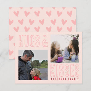 Soft Pink Hugs & Kisses 2 Family Photo Valentijn Feestdagenkaart