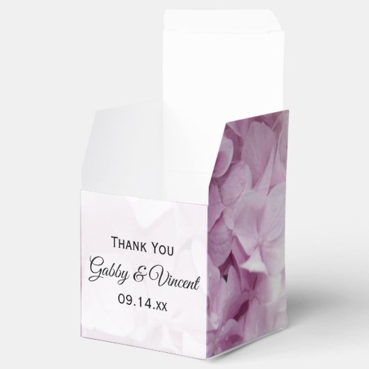 Soft Pink Hydrangea Floral Wedding Bedankdoosjes (Geopend)