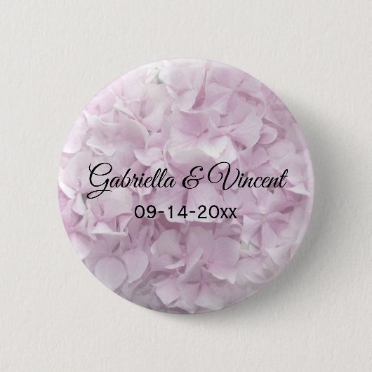 Soft Pink Hydrangea Floral Wedding Ronde Button 5,7 Cm (Voorkant)