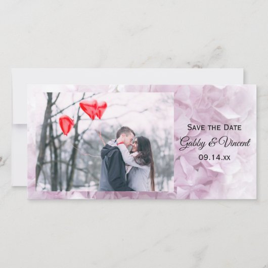 Soft Pink Hydrangea Wedding Save the Date (Voorkant)