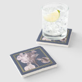 Soft Pink Iris on Blue Coaster Stenen Onderzetter (Zijkant)