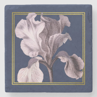 Soft Pink Iris on Blue Coaster Stenen Onderzetter
