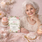 Soft Pink Magnolia and Peony 100th Birthday  Kaart