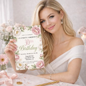 Soft Pink Magnolia and Peony 30th Birthday  Kaart