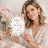 Soft Pink Magnolia and Peony 40th Birthday  Kaart