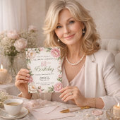 Soft Pink Magnolia and Peony 60th Birthday  Kaart