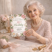 Soft Pink Magnolia and Peony 90th Birthday  Kaart