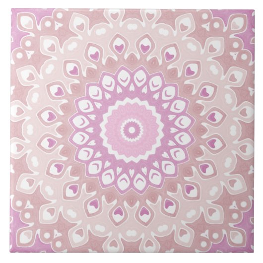 Soft Pink Mandala with Heart and Petal Motifs Tegeltje (Voorkant)
