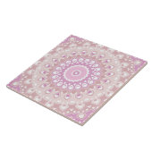 Soft Pink Mandala with Heart and Petal Motifs Tegeltje (Zijkant)