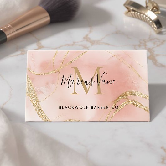 Soft Pink Marble Custom Make-up Artist Kaart Visitekaartje