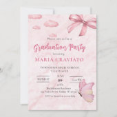 Soft Pink Marble Graduation Party Uitnodiging (Voorkant)