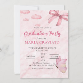 Soft Pink Marble Graduation Party Uitnodiging