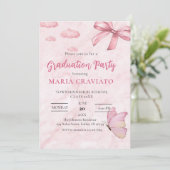 Soft Pink Marble Graduation Party Uitnodiging (Staand voorkant)