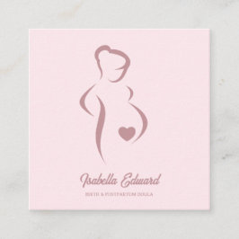 Soft Pink Maternity Doula Identity Illustration Contactkaartje